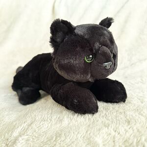 Aurora World Flopsie Black Cat Kitten Twilight Laying Realistic 13” Plush Toy